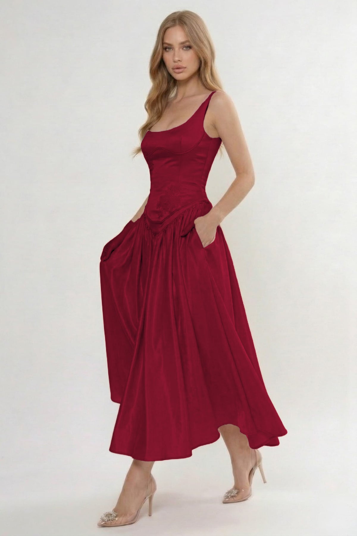 A-Line/Two Piece Ankle Length Soft Satin Bridesmaid Dress CG0315BM
