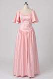 A-Line/Two Piece Floor Length Soft Satin Bridesmaid Dress CG0316BM