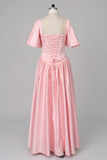 A-Line/Two Piece Floor Length Soft Satin Bridesmaid Dress CG0316BM