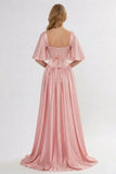 A-Line/Two Piece Floor Length Soft Satin Wedding Guest Dress CG0316