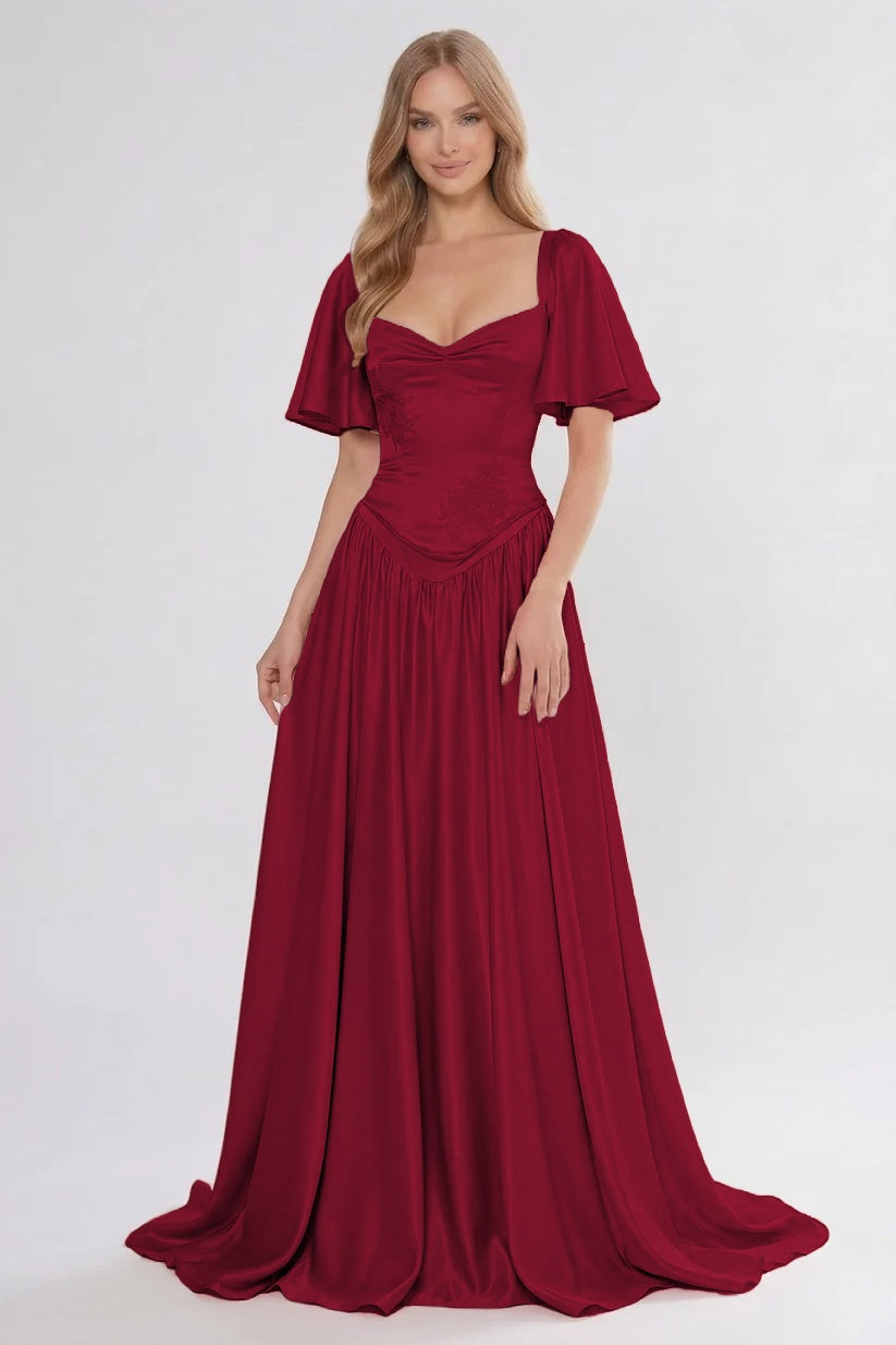 A-Line/Two Piece Floor Length Soft Satin Bridesmaid Dress CG0316BM