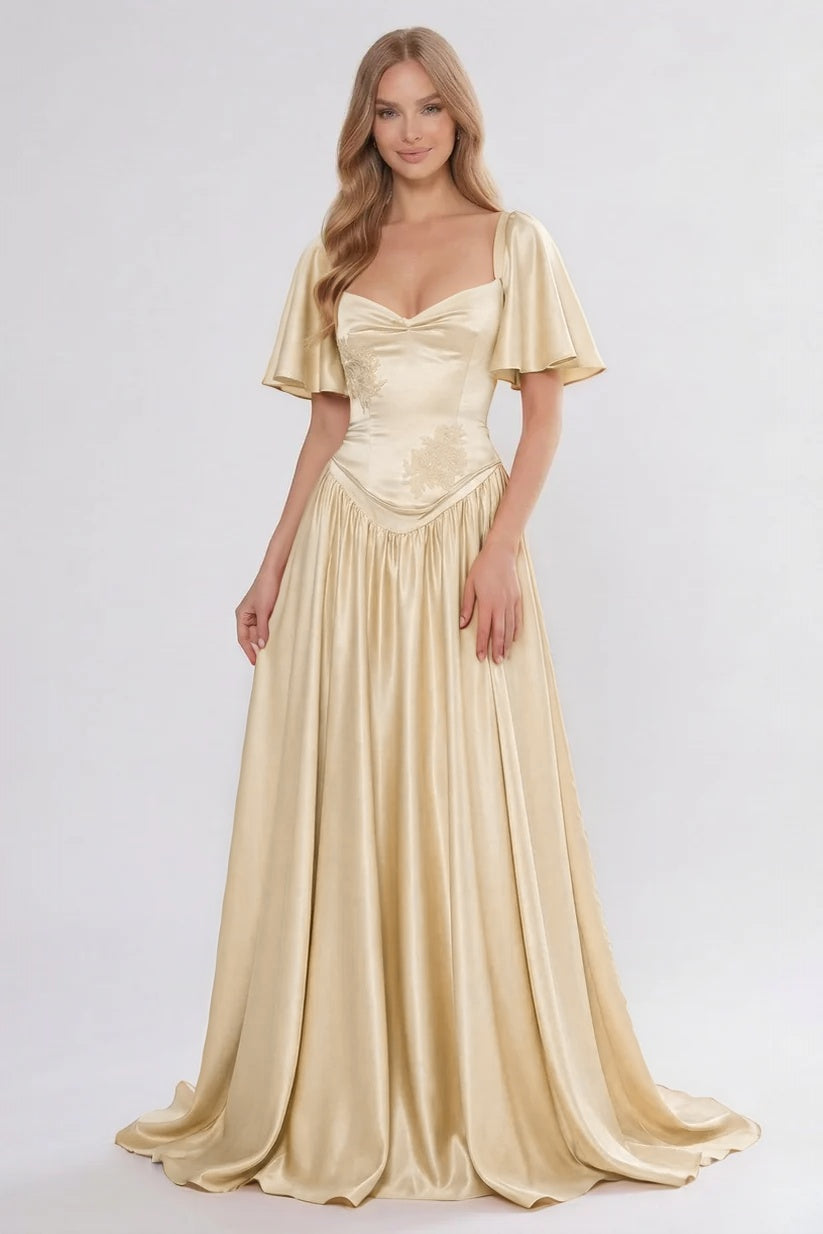 A-Line/Two Piece Floor Length Soft Satin Bridesmaid Dress CG0316BM