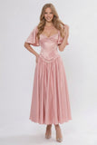 A-Line Ankle Length Soft Satin Wedding Guest Dress CG0317