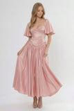 A-Line Ankle Length Soft Satin Wedding Guest Dress CG0317