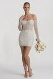 Sheath-Column Mini Lace Wedding Guest Dress CG0322
