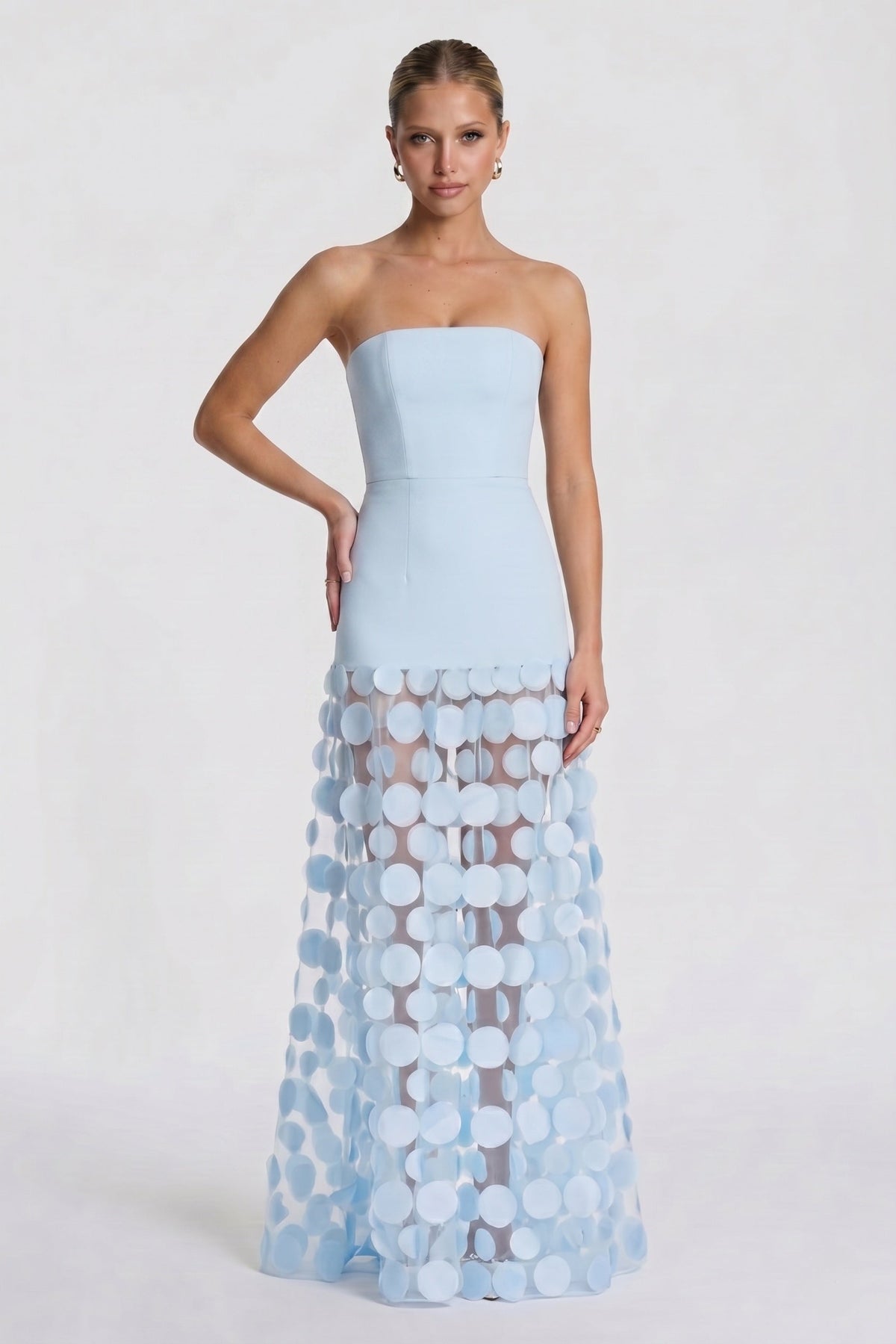 A-Line Maxi Elastic Cloth Tulle Wedding Guest Dress CG0325
