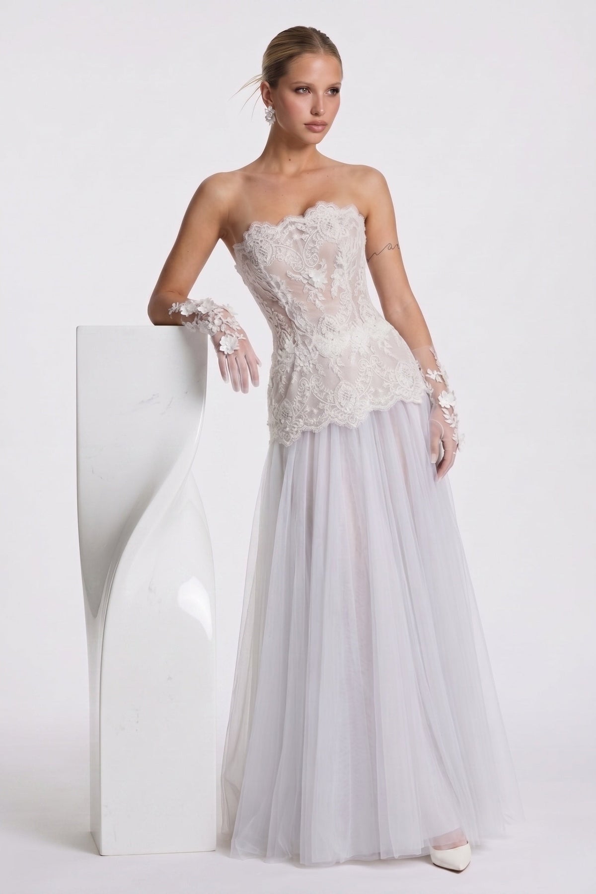 A-Line Maxi Lace Wedding Guest Dress CG0326