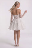 A-Line Mini Lace Wedding Guest Dress CG0327
