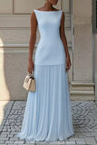Sheath-Column Maxi Elastic Cloth Chiffon Wedding Guest Dress CG0328