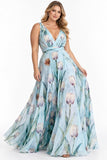 A-Line Maxi Printed Chiffon Wedding Guest Dress CG0330