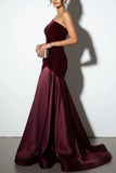 Trumpet-Mermaid Sweep-Brush Train Velvet Satin Wedding Guest Dress CG0332