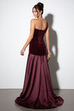 Trumpet-Mermaid Sweep-Brush Train Velvet Satin Wedding Guest Dress CG0332