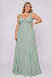 A-Line Maxi Stretch Chiffon Wedding Guest Dress CG0336