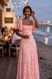 A-Line Maxi Chiffon Burnout Bridesmaid Dress CG0342BM