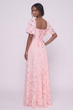 A-Line Maxi Chiffon Burnout Wedding Guest Dress CG0342