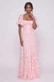 A-Line Maxi Chiffon Burnout Wedding Guest Dress CG0342