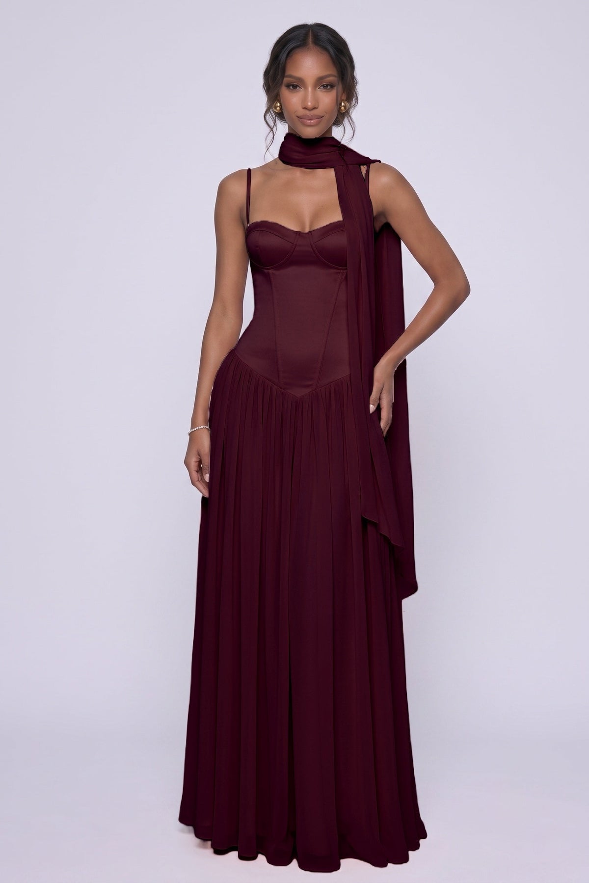 A-Line Maxi Chiffon Bridesmaid Dress CG0343BM