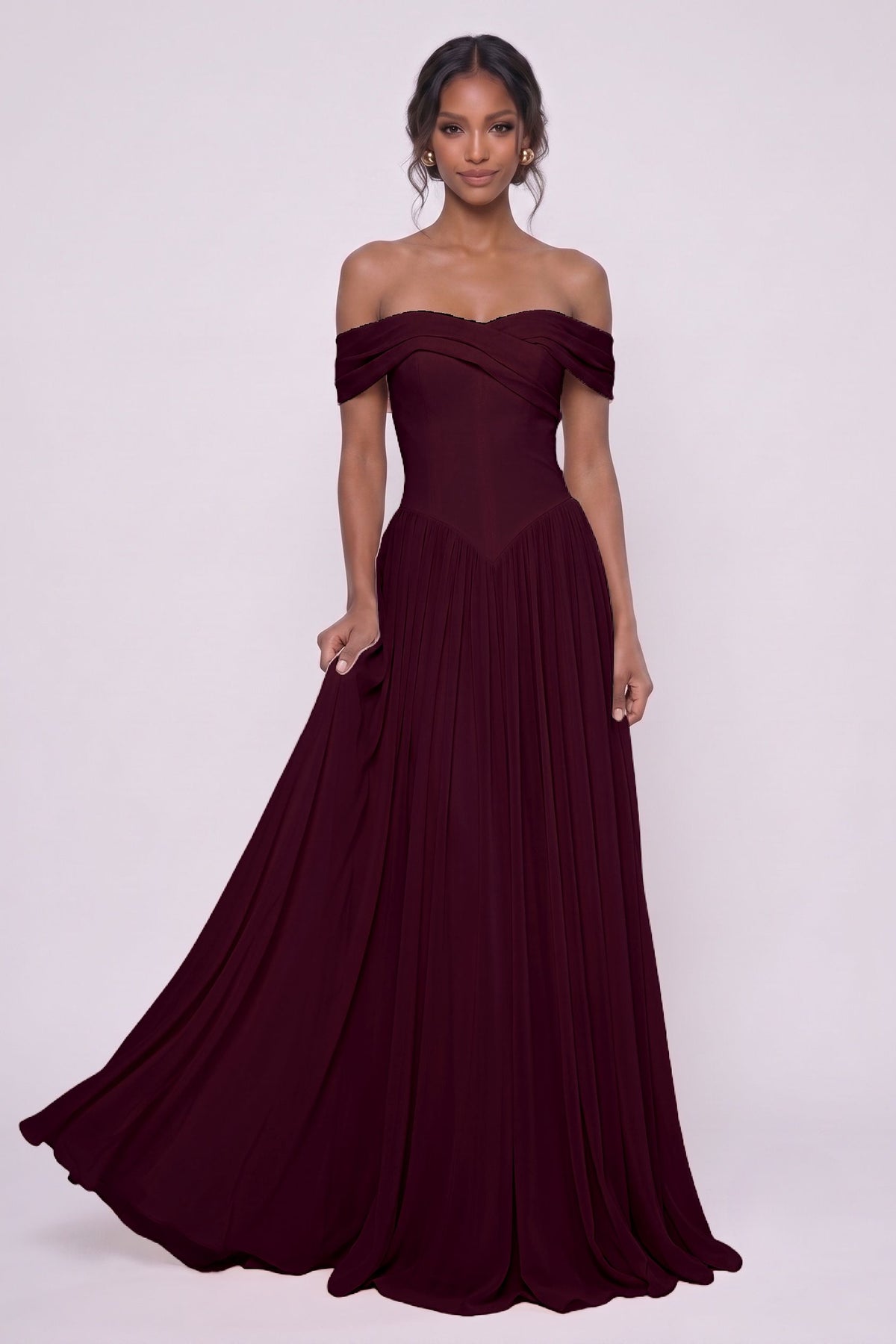 A-Line Maxi Chiffon Bridesmaid Dress CG0345BM