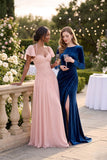 A-Line Floor-length Chiffon Lace Bridesmaid Dress CG0347BM
