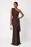 Sheath-Column Floor Length Stretch Satin Wedding Guest Dress CG0348