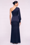 Sheath-Column Floor Length Stretch Satin Wedding Guest Dress CG0352
