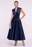 A-Line Ankle Length Satin Wedding Guest Dress CG0353