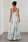 A-Line Maxi Printed Chiffon Wedding Guest Dress CG0356