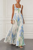 A-Line Maxi Printed Chiffon Wedding Guest Dress CG0356