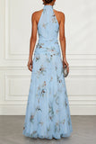 A-Line Maxi Printed Chiffon Wedding Guest Dress CG0357