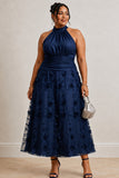 A-Line Ankle Length Stretch Satin Lace Wedding Guest Dress CG0360