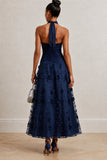 A-Line Ankle Length Stretch Satin Lace Wedding Guest Dress CG0360