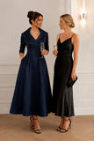 A-Line Ankle Length Satin Wedding Guest Dress CG0361