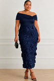 Sheath -Column Tea Length Satin Lace Wedding Guest Dress CG0362