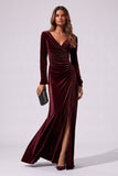 Sheath-Column Floor Length Velvet Wedding Guest Dress CG0364