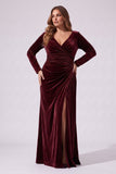Sheath-Column Floor Length Velvet Wedding Guest Dress CG0364