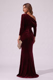 Trumpet-Mermaid Floor Length Velvet Wedding Guest Dress CG0365
