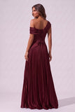 A-Line Floor Length Chiffon Acetate Satin Wedding Guest Dress CG0366