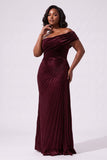 Sheath-Column Floor Length Velvet Metallic Wedding Guest Dress CG0367