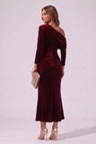 Sheath-Column Ankle Length Velvet Wedding Guest Dress CG0368