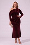 Sheath-Column Ankle Length Velvet Wedding Guest Dress CG0368
