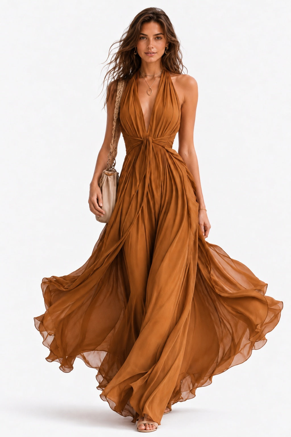 A-Line Floor Length Chiffon Wedding Guest Dress CG0374