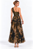 Sheath-Column Ankle Length Stretch Satin Printed Wedding Guest Dress CG0376