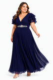 A-Line Ankle Length Chiffon Wedding Guest Dress CG0377