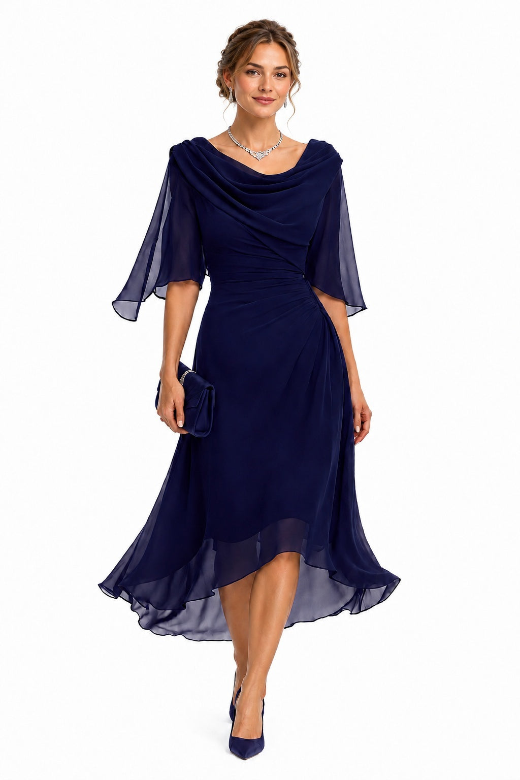 Sheath-Column High-Low Chiffon Wedding Guest Dress CG0378