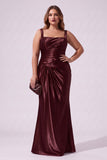 Trumpet-Mermaid Floor Length Stretch Satin Wedding Guest Dress CG0381