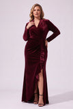 Sheath-Column Floor Length Velvet Wedding Guest Dress CG0384