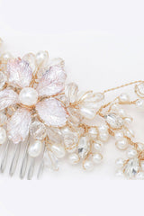 Alloy Hair Combs with Imitation Pearl Crystals CH0409 - COCOMELODY