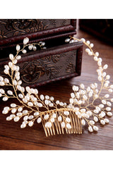 Alloy Hair Combs with Pearls CH0410 - COCOMELODY