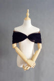 Black Tulle Wedding Shawl with Pleating CJ0097 - COCOMELODY