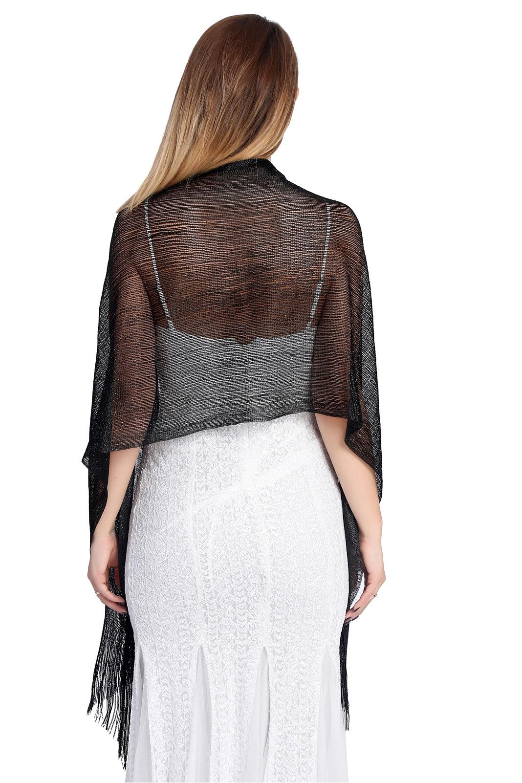 Polyester Shawl with Tassels CJ0102 - COCOMELODY